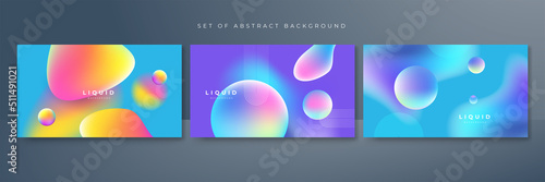 Set of colorful vivid vibrant gradient liquid fluid abstract background