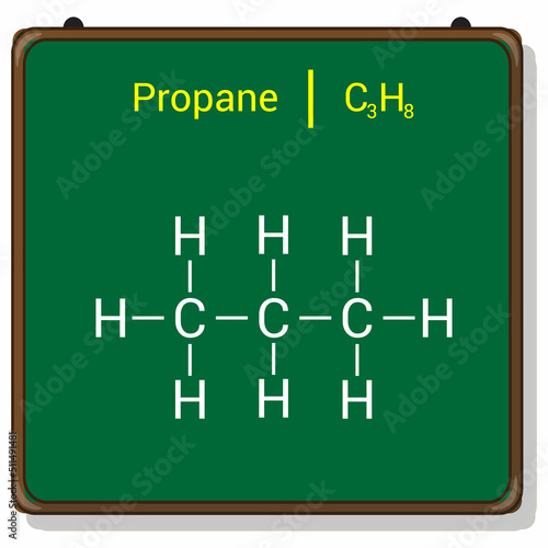chemical structure of propane (C3H8)