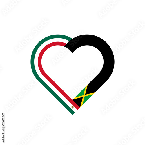 unity concept. heart ribbon icon of mexico and jamaica flags. vector illustration isolated on white background