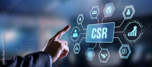 Internet, business, Technology and network concept. CSR abbreviation, modern technology concept. Virtual button. photo