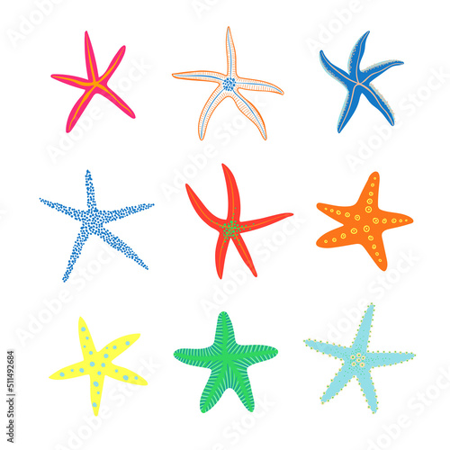 Summer set with starfish illustrations