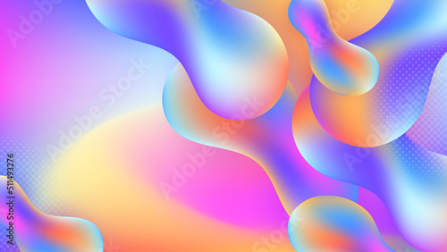 Modern colorful vivid vibrant gradient liquid fluid abstract background with blob shapes
