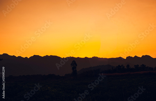 Fototapeta Naklejka Na Ścianę i Meble -  Mountain valley during sunrise natural summer landscape
