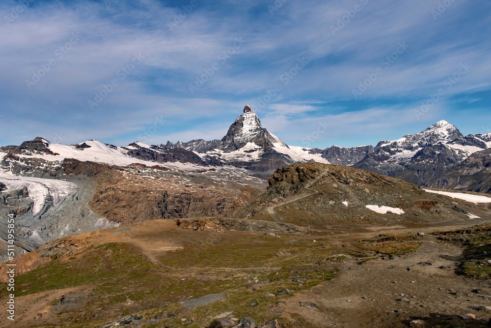 View of the Matterhorn Mountain at the Wallis near Zermatt, Switzerland