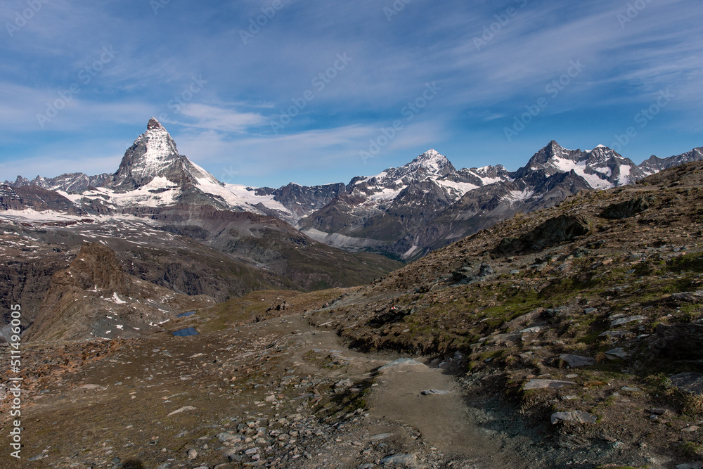 View of the Matterhorn Mountain at the Wallis near Zermatt, Switzerland 