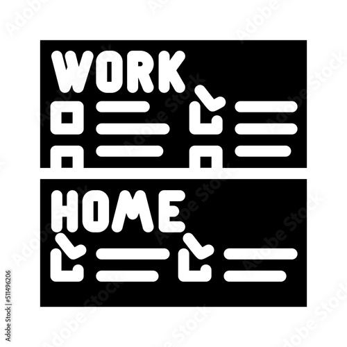 to-do lists with clear separation of work and life tasks glyph icon vector. to-do lists with clear separation of work and life tasks sign. isolated symbol illustration