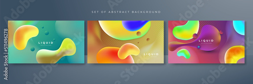Set of colorful vivid vibrant gradient liquid fluid abstract background