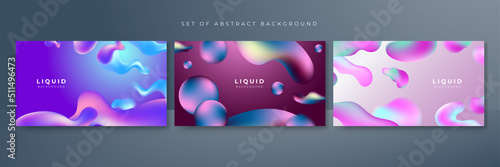 Set of colorful vivid vibrant gradient liquid fluid abstract background
