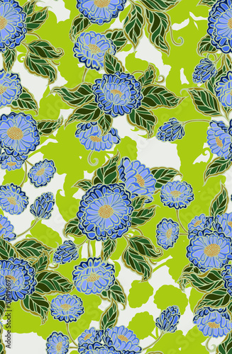 Bloom seamless pattern.  Beautiful elegant floral graphic for printing and decoration