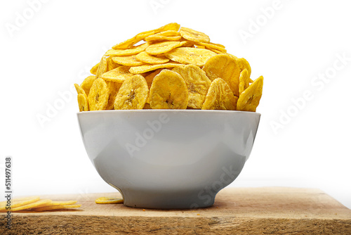 Banana chips are dried, generally crispy slices of bananas. They can be covered with sugar or honey and have a sweet taste in banana wafers