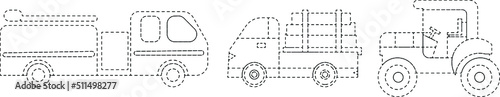 fire truck fire engine lumber truck outline hand drawn