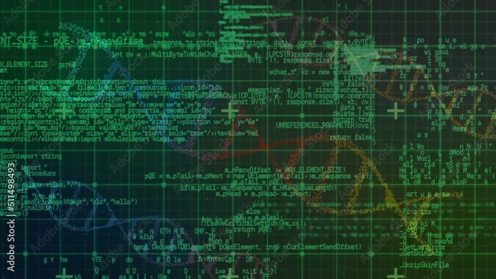 Animation of digital screen with biological data on black background Animation of digital screen with biological data on black background