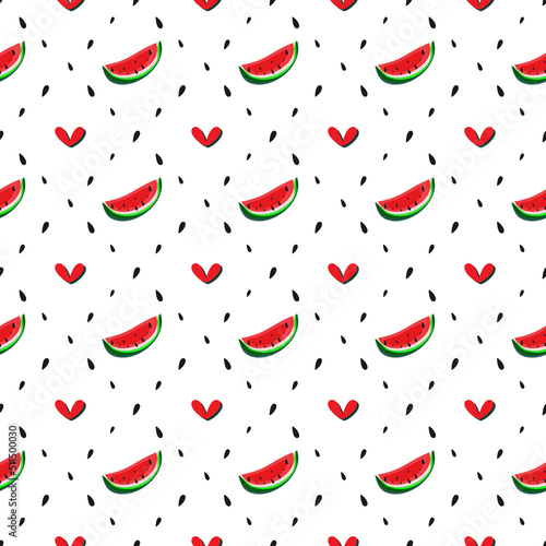 Watermelon seamless pattern, colorful summer geometric diagonal grid. Transparent opacity effect. Bright green, red pink color palette. White editable background, vector