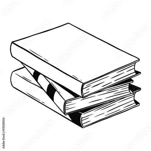 Hand Drawn Stack of Books. Vector doodle illustration.