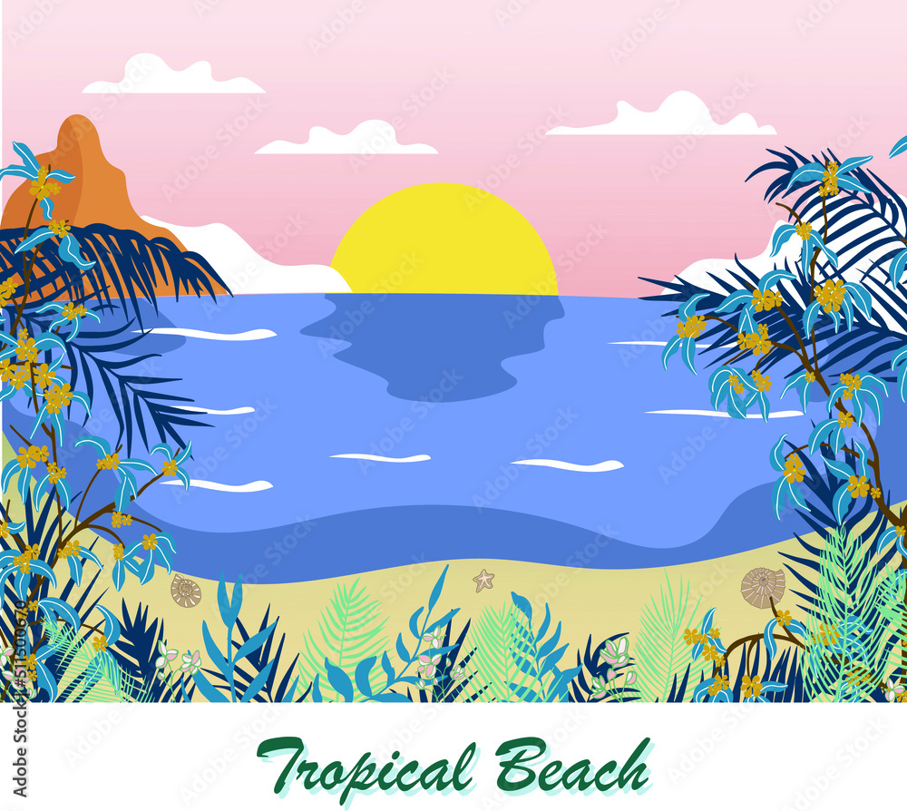 tropical beach vector exotic shore