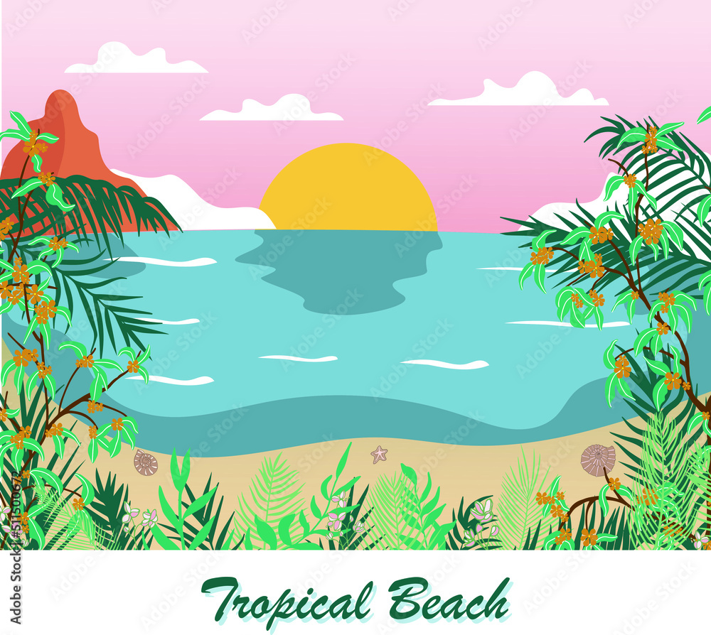 tropical beach vector exotic shore