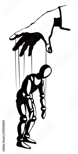 Man is a puppet. Vector drawing