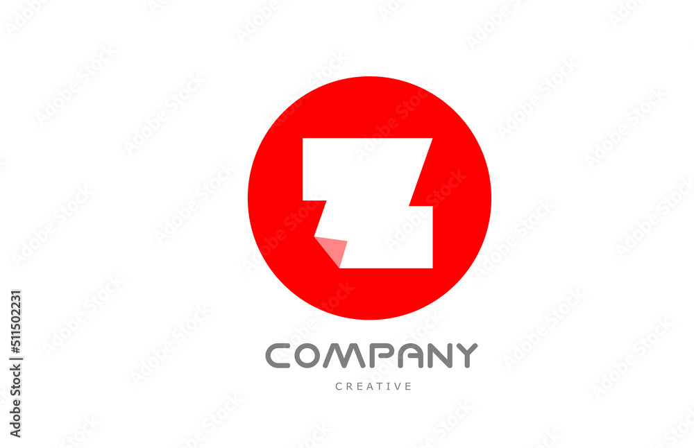 Z geometric alphabet letter logo icon design with folded corner and red circle Z geometric alphabet letter logo icon design with folded corner and red circle