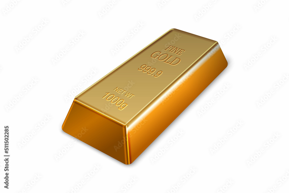 3d realistic gold bar on a white background. 3d realistic gold bar on a white background.