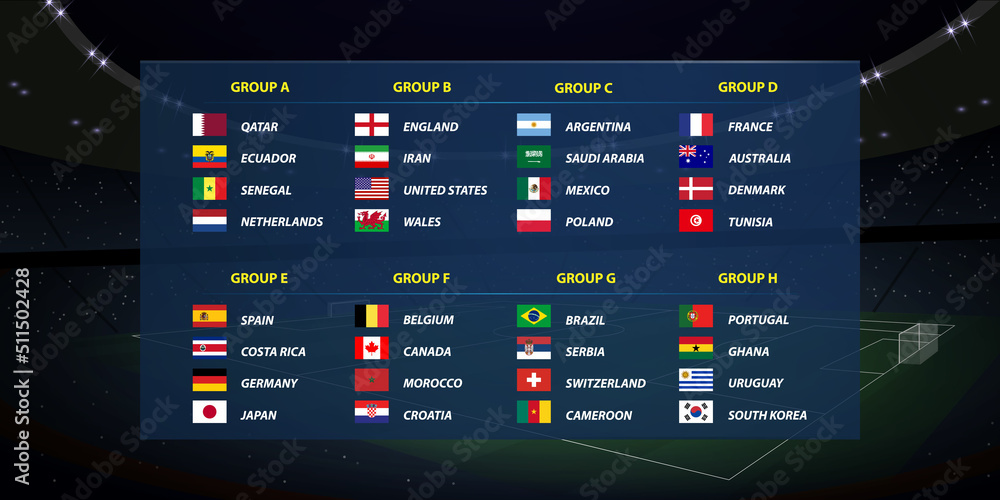 World tournament all groups. Soccer tournament broadcast graphic template