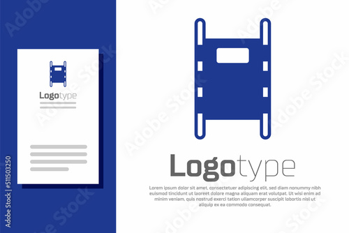 Blue Stretcher icon isolated on white background. Patient hospital medical stretcher. Logo design template element. Vector Illustration