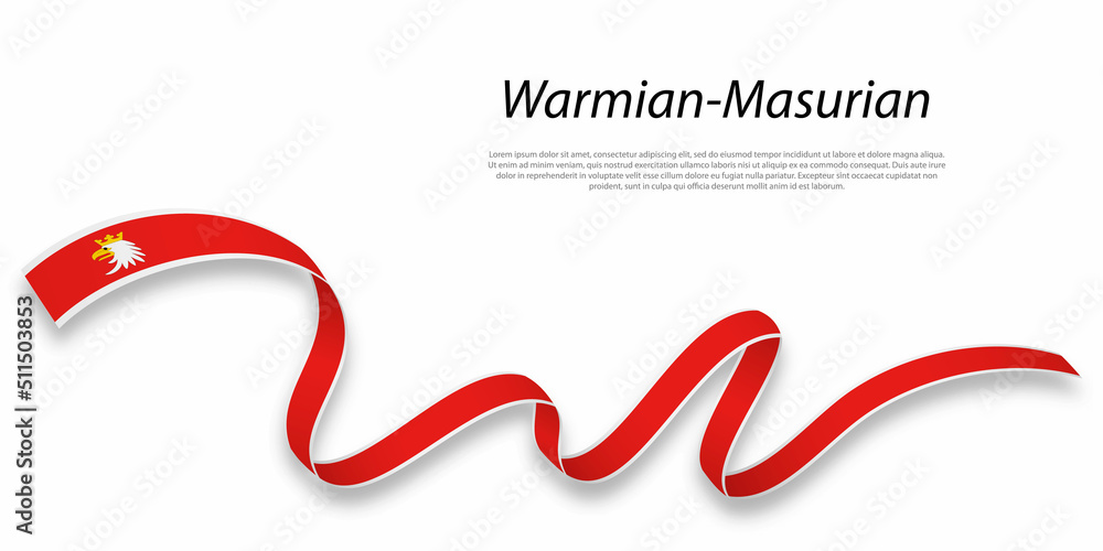 Waving ribbon or stripe with flag of Warmian-Masurian Waving ribbon or stripe with flag of Warmian-Masurian