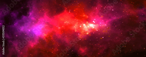 Vector cosmic illustration. Beautiful colorful space background. Watercolor Cosmos