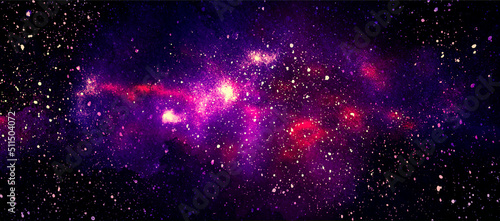 Vector cosmic illustration. Beautiful colorful space background. Watercolor Cosmos
