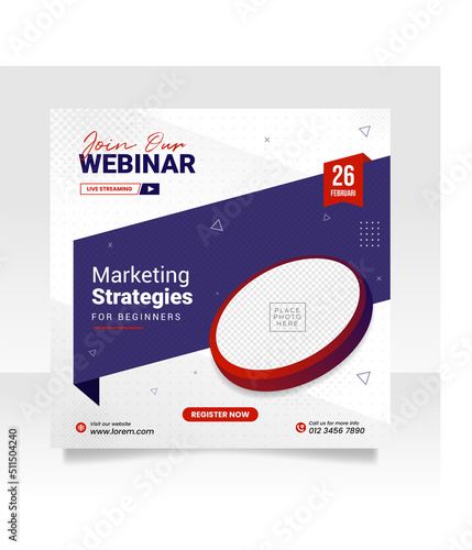 Digital marketing webinar and business conference social media post template.