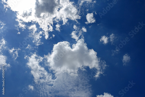 blue sky and clouds clouds of different shapes 