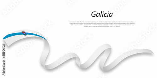 Waving ribbon or stripe with flag of Galicia