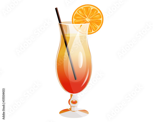 Hurricane cocktail.Summer, tropical refreshing cocktail with orange.