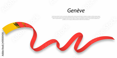 Waving ribbon or stripe with flag of Geneva