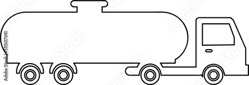 Tank truck icon, cistern truck black flat silhouette illustration line art.eps