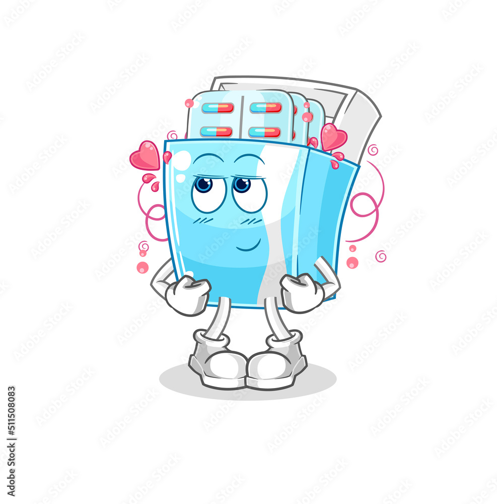 medicine package shy vector. cartoon character medicine package shy vector. cartoon character