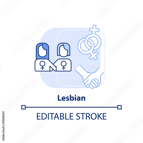 Wallpaper Mural Lesbian light blue concept icon. Female same sex partners. LGBT member abstract idea thin line illustration. Isolated outline drawing. Editable stroke. Arial, Myriad Pro-Bold fonts used Torontodigital.ca