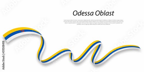Waving ribbon or stripe with flag of Odessa Oblast