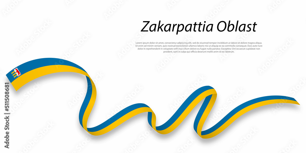 Waving ribbon or stripe with flag of Zakarpattia Oblast Waving ribbon or stripe with flag of Zakarpattia Oblast
