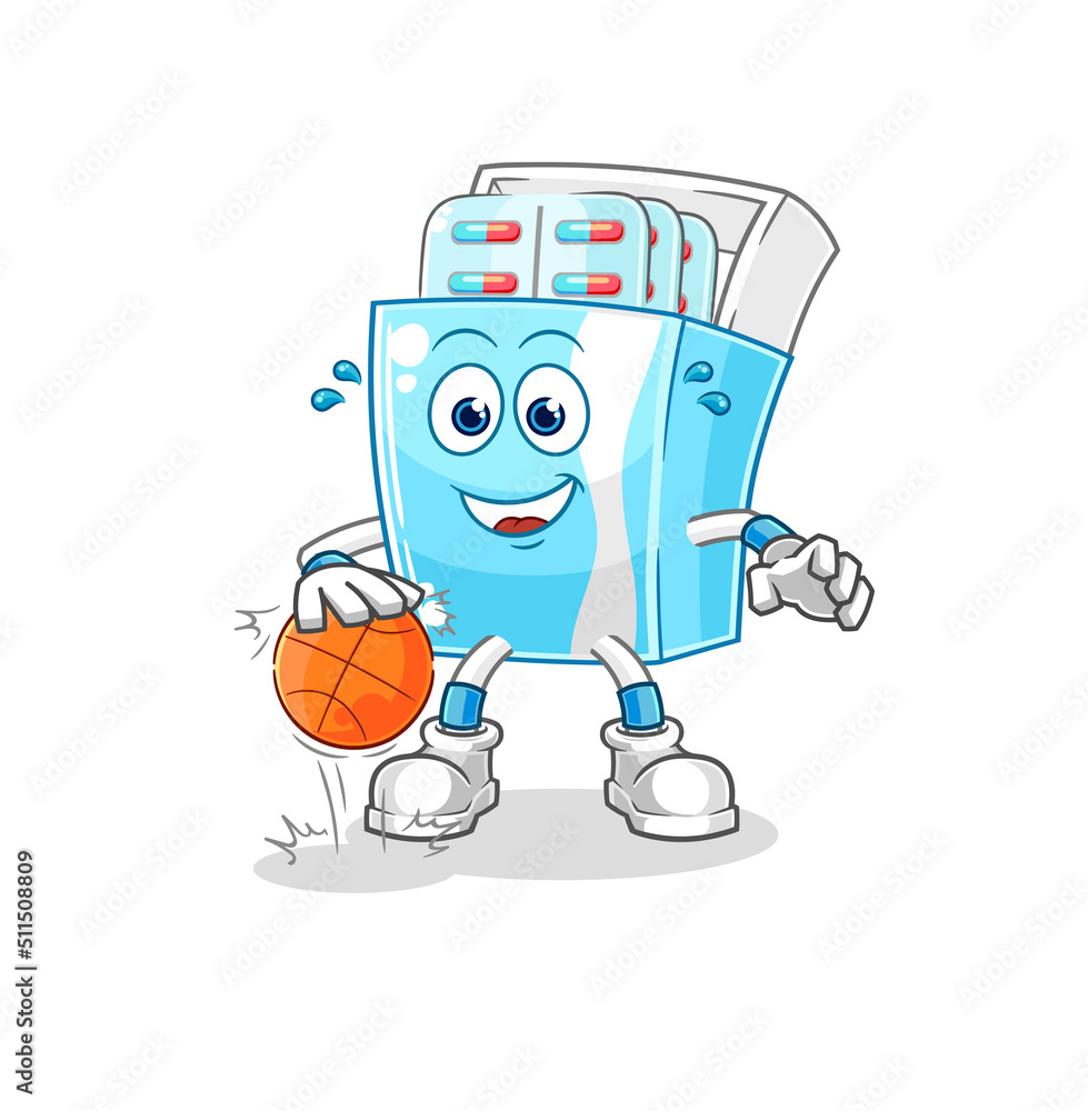 medicine package dribble basketball character. cartoon mascot vector medicine package dribble basketball character. cartoon mascot vector