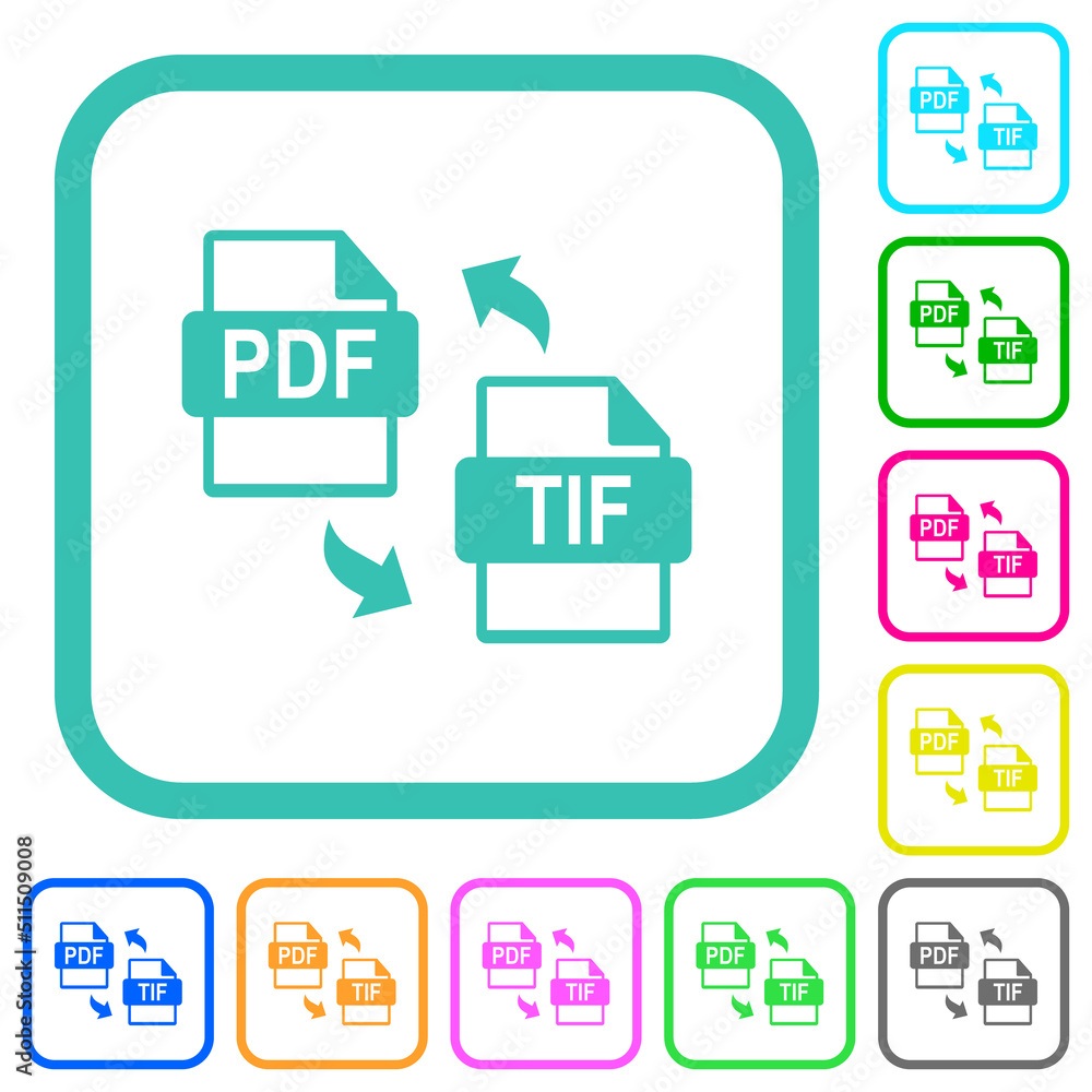 PDF TIF file conversion vivid colored flat icons PDF TIF file conversion vivid colored flat icons