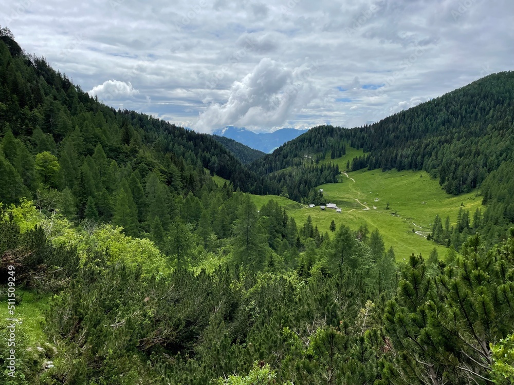 landscape with clouds in the Slovenian mountains