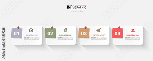 Business Infographic with note paper design vector.	
