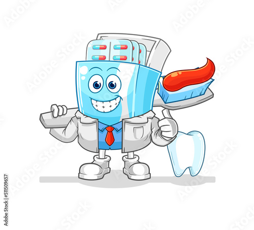 medicine package dentist illustration. character vector © dataimasu