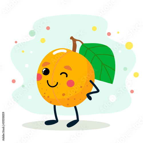 A fruit with a cheerful face. Vector illustration isolated on white background