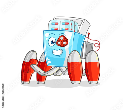 medicine package future robot vector. cartoon character