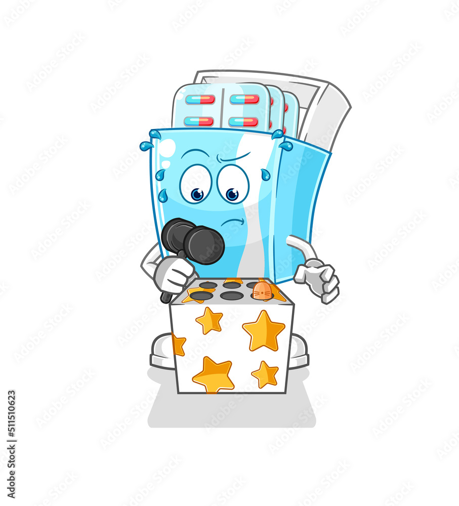 medicine package play whack a mole mascot. cartoon vector medicine package play whack a mole mascot. cartoon vector
