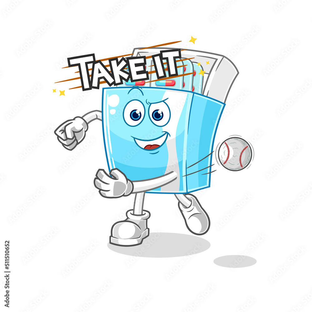 medicine package throwing baseball vector. cartoon character medicine package throwing baseball vector. cartoon character