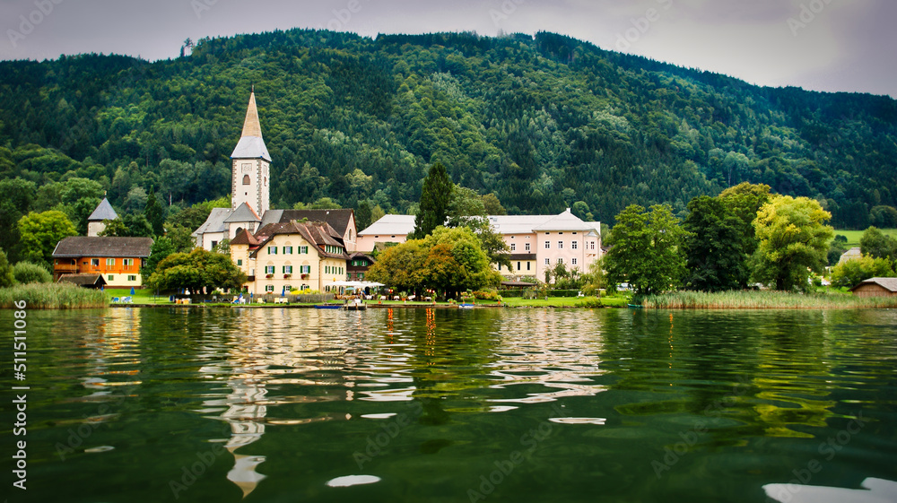Church on the green lake Ossiach