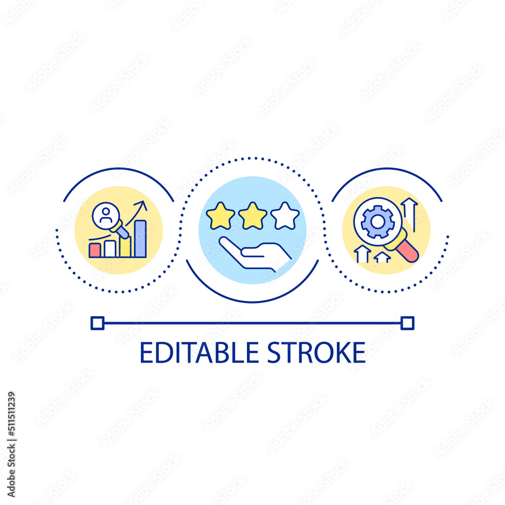 Evaluation of studying progress loop concept icon. Development and improvement of knowledge abstract idea thin line illustration. Isolated outline drawing. Editable stroke. Arial font used Evaluation of studying progress loop concept icon. Development and improvement of knowledge abstract idea thin line illustration. Isolated outline drawing. Editable stroke. Arial font used