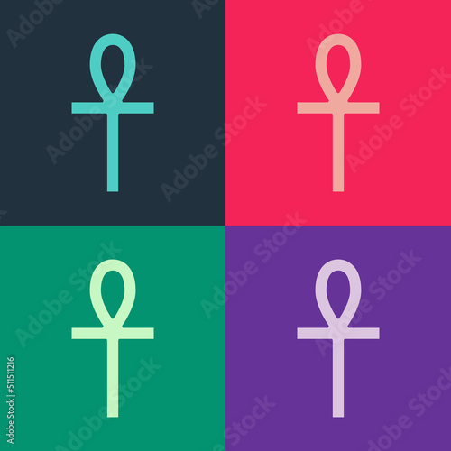 Canvastavla Pop art Cross ankh icon isolated on color background. Vector